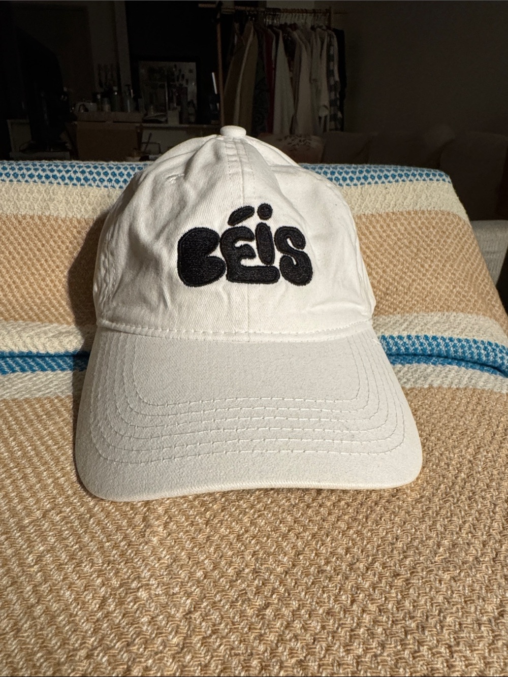 White Baseball Cap with Black Embroidered Logo